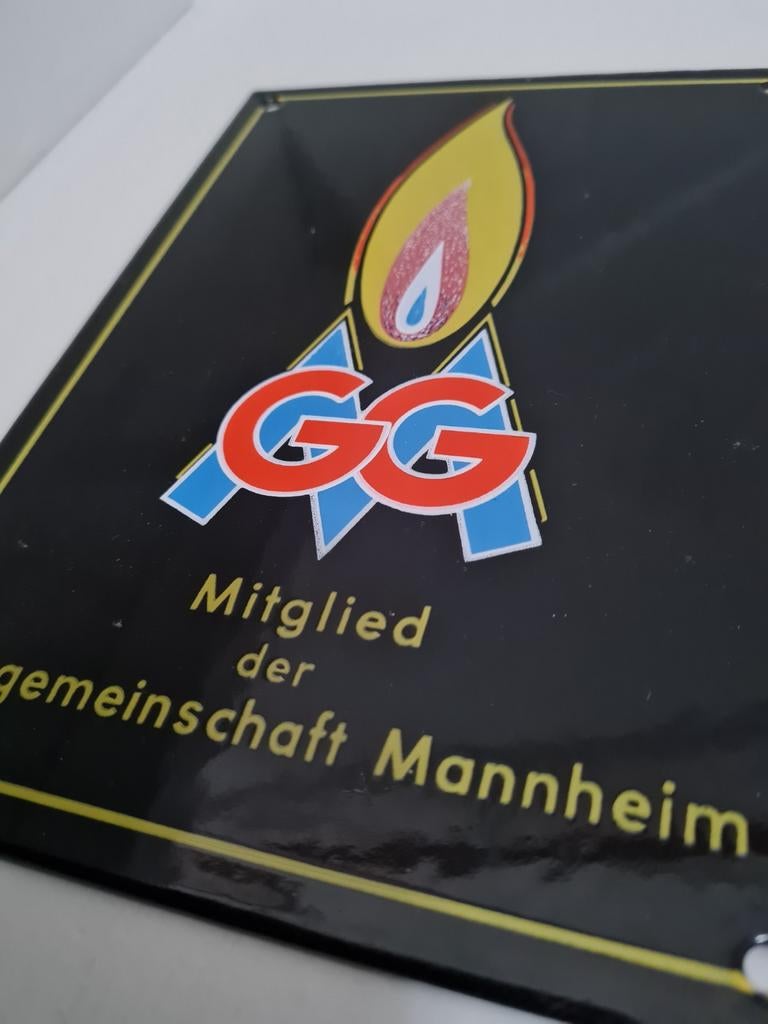 Emaille bord GG, Ophalen of Verzenden, Reclamebord