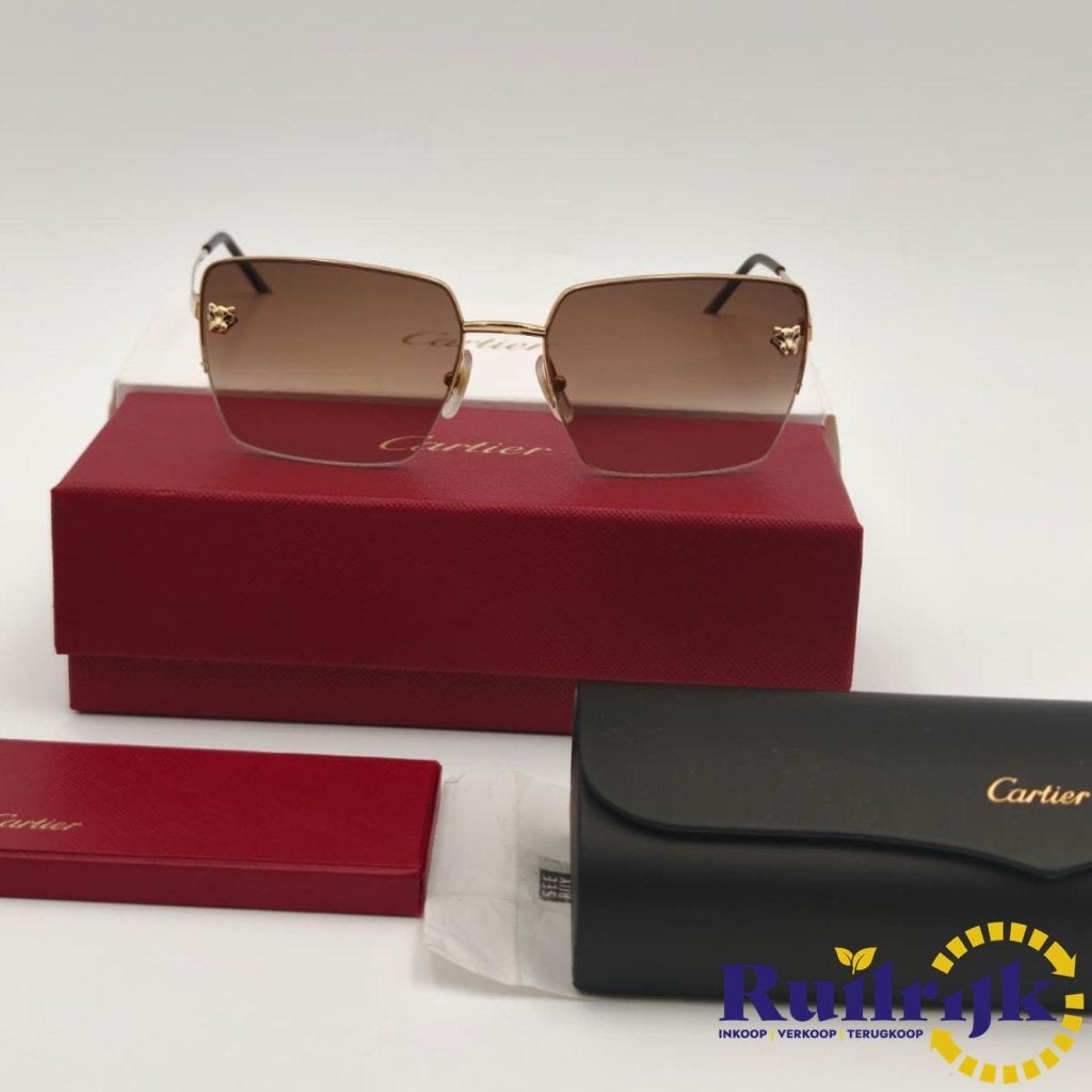 Cartier CT0333S Panthere Zonnebril dames - Full set - ZGAN, Sieraden, Tassen en Uiterlijk, Cartier, Zo goed als nieuw, Support@cartier.com