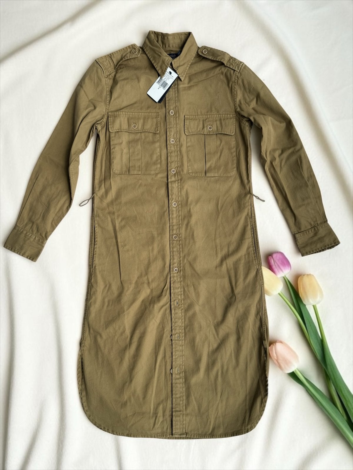 Polo Ralph Lauren Safari Overhemdjurk Beige XS Nieuw, Polo ralph lauren, Polo ralph lauren, Beige, Nieuw