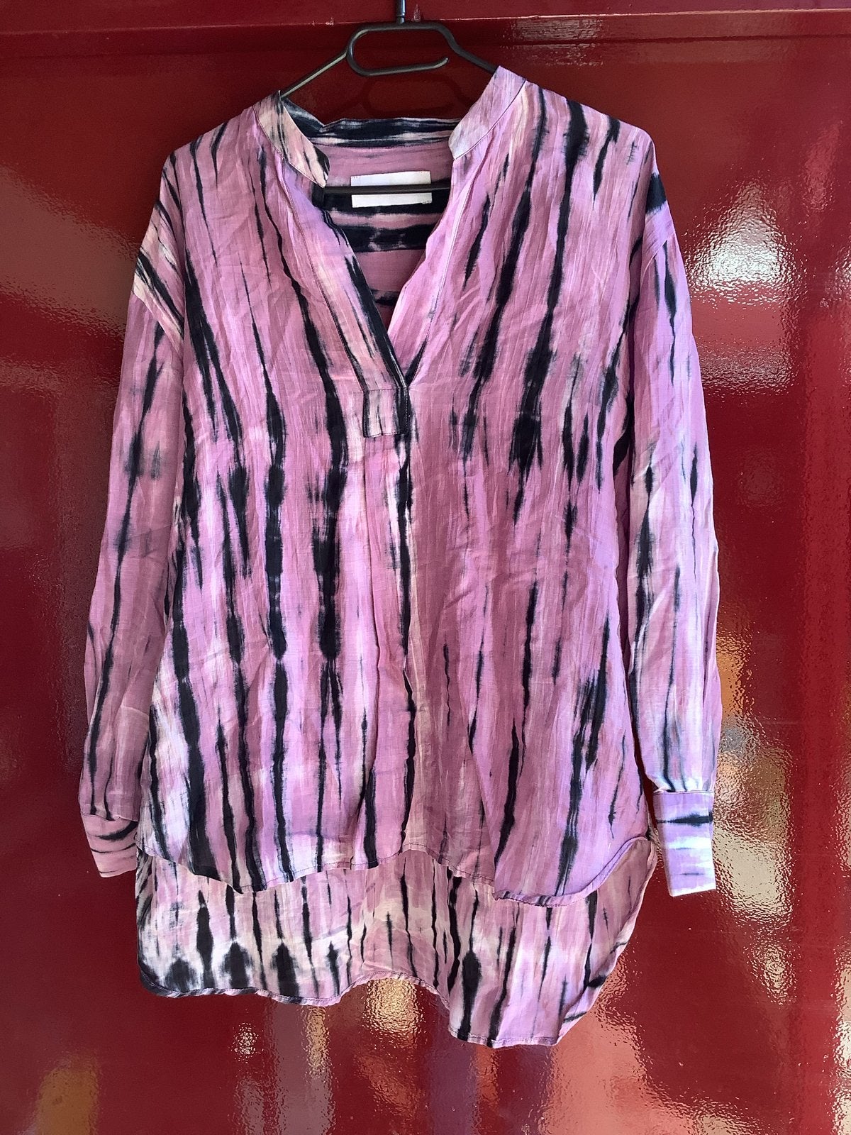 Rough Studios blouse paars/zwart tie-dye. S., Ophalen of Verzenden, Zo goed als nieuw, Paars