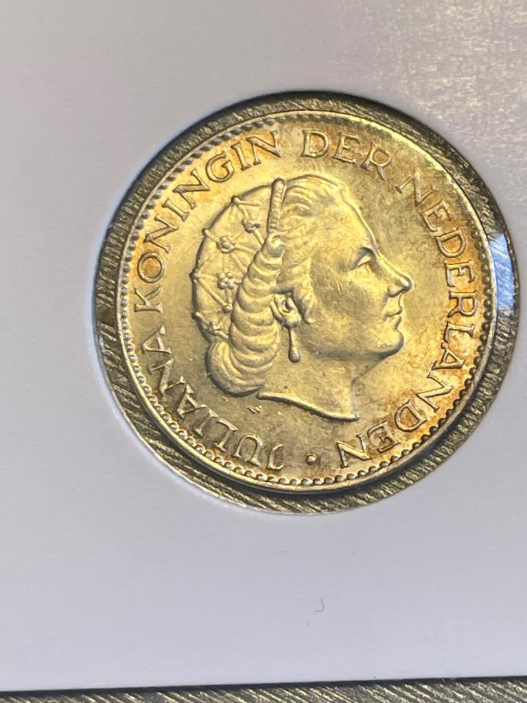 1 gulden 1956 UNC/FDC met prachtige patina, Verzenden, Koningin Juliana, 1 gulden, Zilver