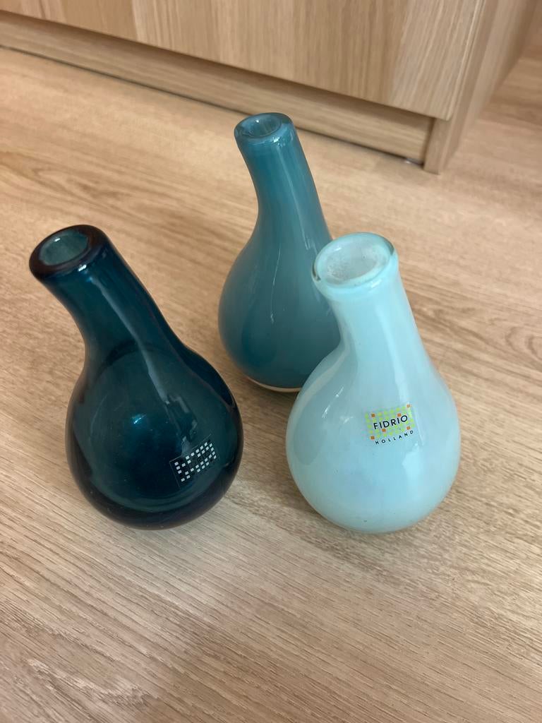 Set van 3 blauwe vaasjes - FIDRIO Holland & Alma Creations, Ophalen of Verzenden