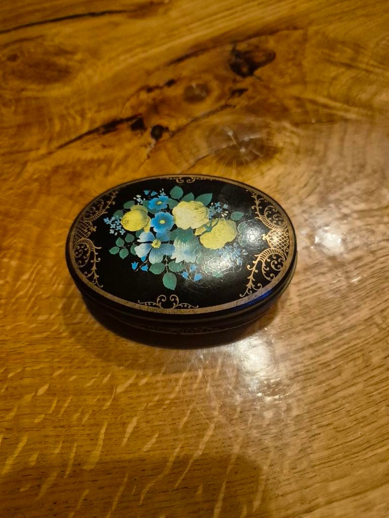 Vintage doosje met bloemmotief - 9 cm doorsnede, Ophalen, Minder dan 50 cm, Minder dan 50 cm