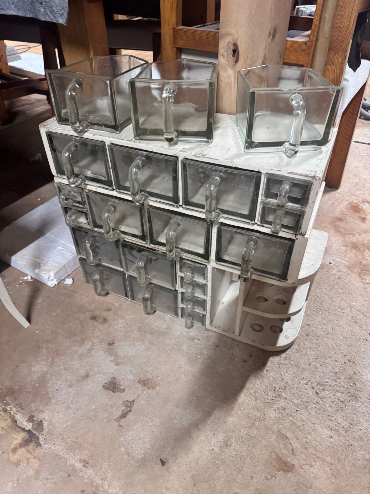 Vintage Piet Zwart Bruynzeel gruttersrek met glazen bakken, Ophalen, Huis en Inrichting