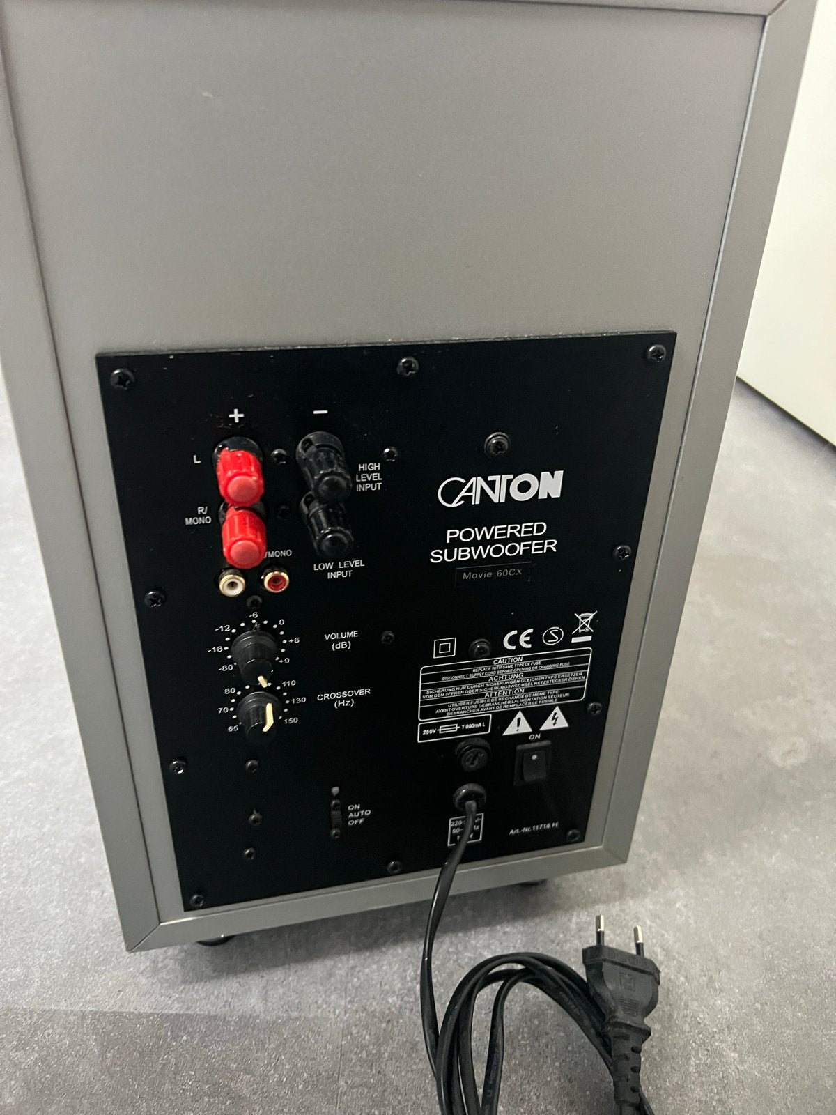 Canton Powered Subwoofer Movie 60CX - Grijs, Ophalen of Verzenden, Zo goed als nieuw, Overige merken, Losse componenten