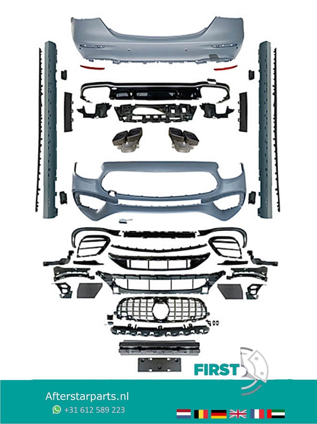 W213 E KLASSE AMG LOOK BODYKIT FACELIFT VOORBUMPER + ACHTERB, Gebruikt, -, Ophalen of Verzenden, Bumper