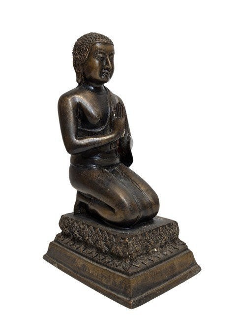 Knielende bronzen Boeddha – Birma – 18e/19e eeuw – 021, Gebruikt, Ophalen of Verzenden, Bruin, Overige materialen
