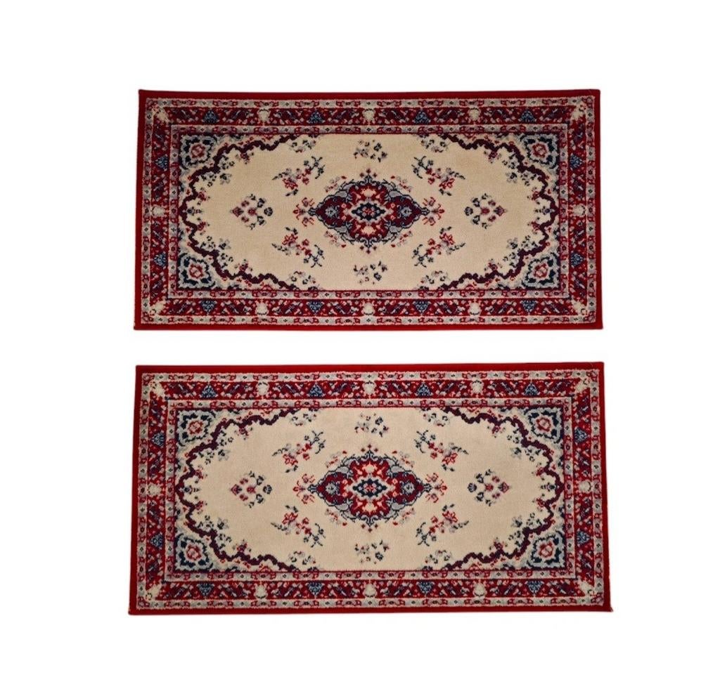 Vintage oosters wol vloerkleed set van 2 imperial 61x117cm, Crème, Klassiek, Traditioneel, Oosters, Onbekend@voorbeeld.com, 100 tot 150 cm