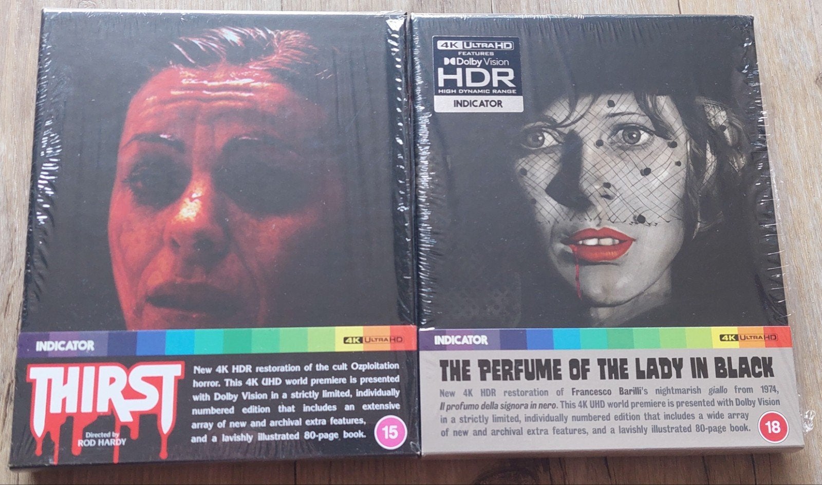 2 Indicator UHD blu-ray´s (Thirst + Perfume Lady in Black), Ophalen of Verzenden, Zo goed als nieuw, Horror, Engels