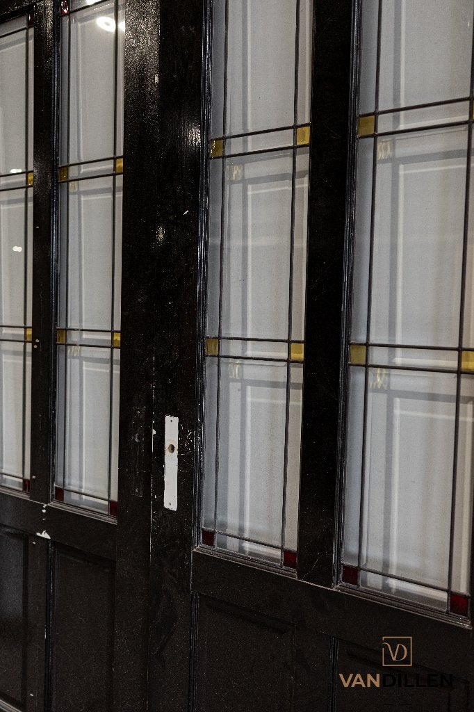 2 oude grote glas in lood vouw deuren in top staat, Gebruikt, 120 cm of meer, Binnendeur, Ophalen of Verzenden