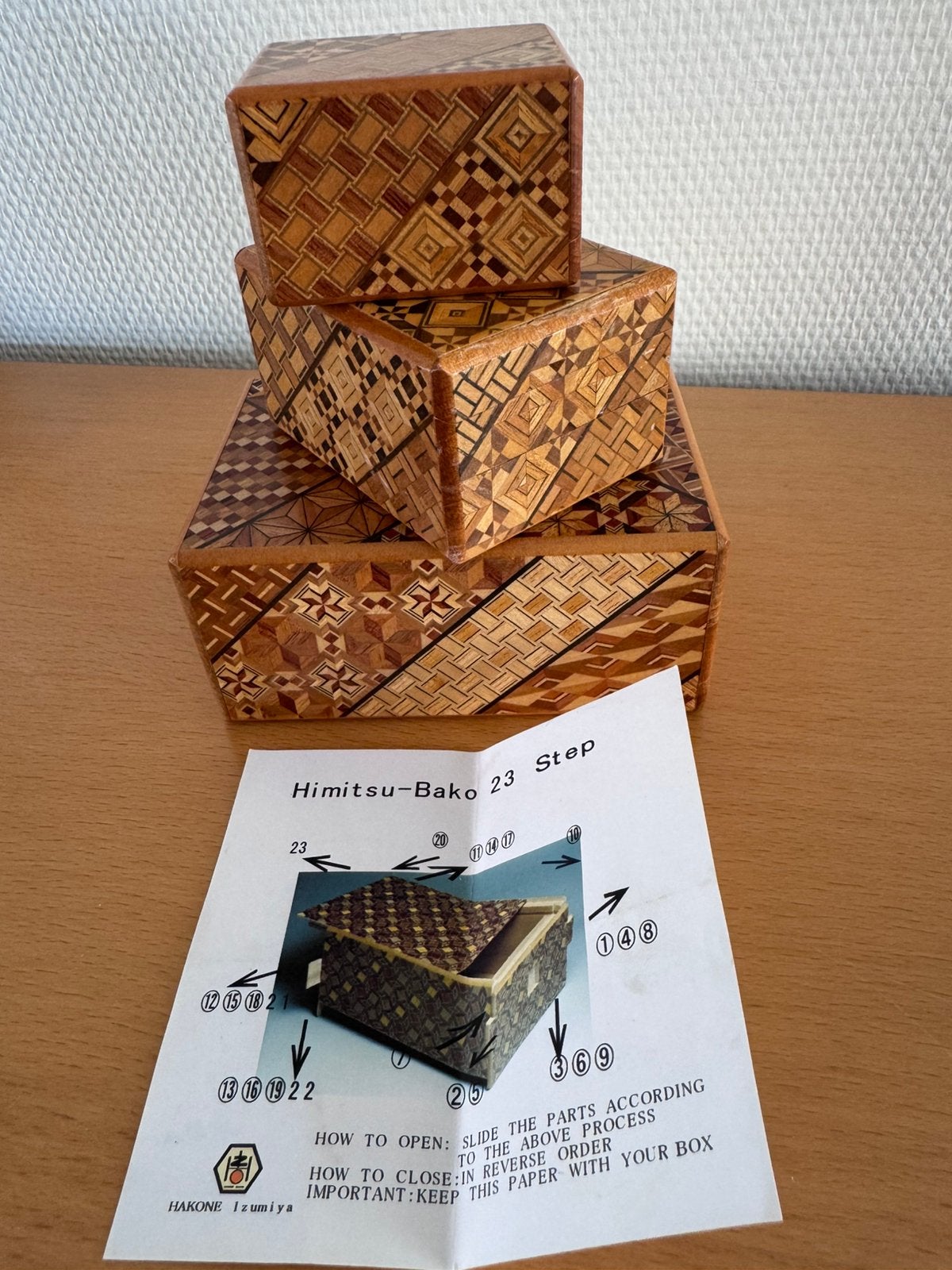 Japanse Himitsu-Bako puzzeldozen 3 stuks, Ophalen of Verzenden, Zo goed als nieuw