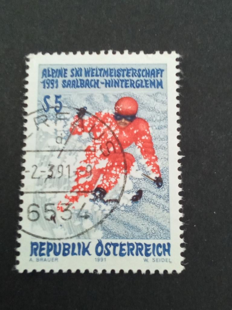 Oostenrijk 47 - Ski WK 1991, Verzenden, Gestempeld, Sport