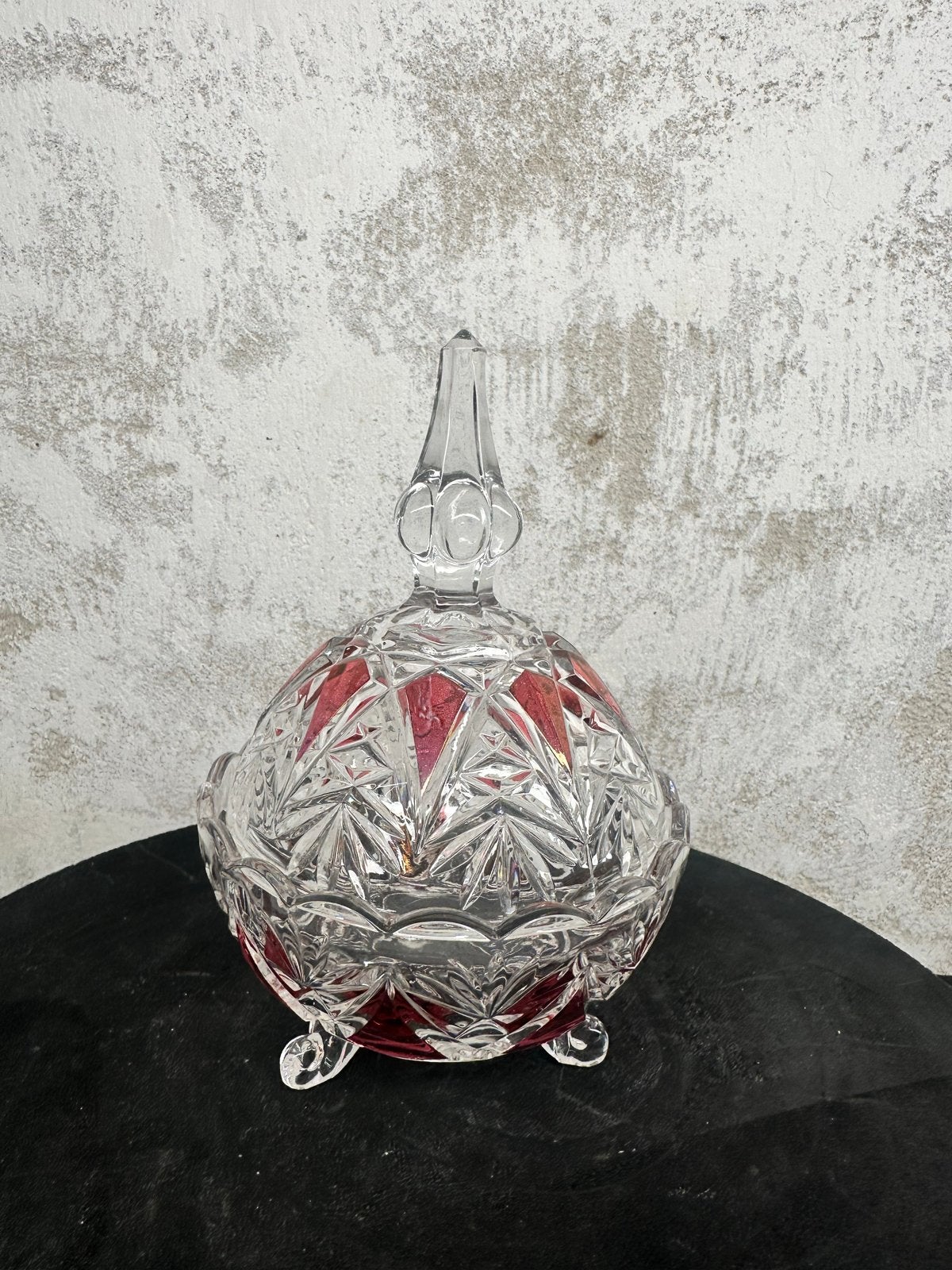 Anna Hutte Bleikristall Bonbonnière Robijnrood, Antiek en Kunst, Ophalen of Verzenden