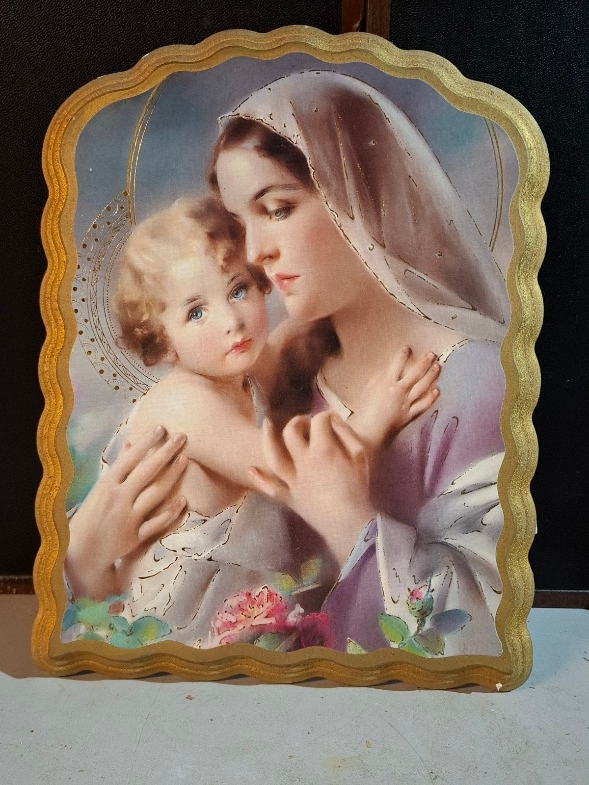 Vintage Maria met Kindje Jezus wanddecoratie, Antiek en Kunst, Antiek | Religie, Ophalen of Verzenden