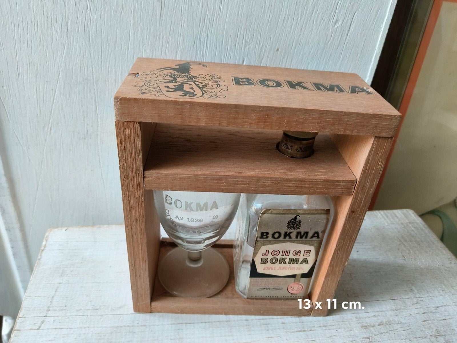 Vintage Bokma Jenever Geschenkset met Glas en Flesje, Ophalen of Verzenden