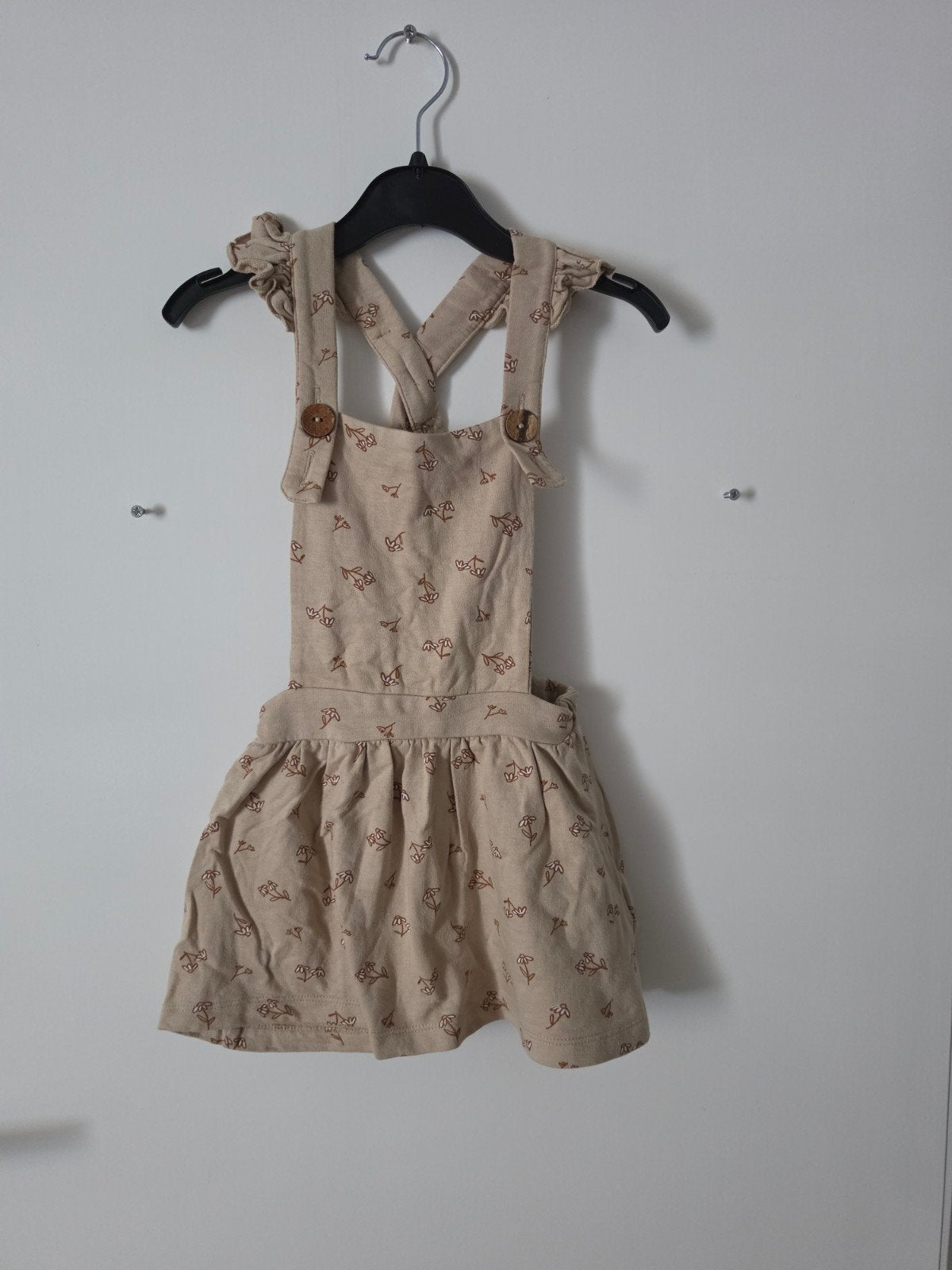 Zeeman salopette overgooi jurk beige bruine bloemen 68, Zeeman, Meisje, Jurkje of Rokje, Ophalen of Verzenden