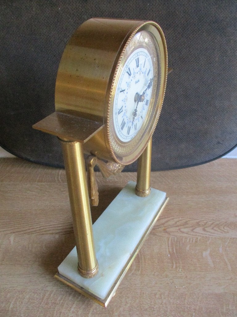 Vedette France klok verguld empire tafel klok staande marmer, Antiek en Kunst, Antiek | Klokken, Ophalen of Verzenden