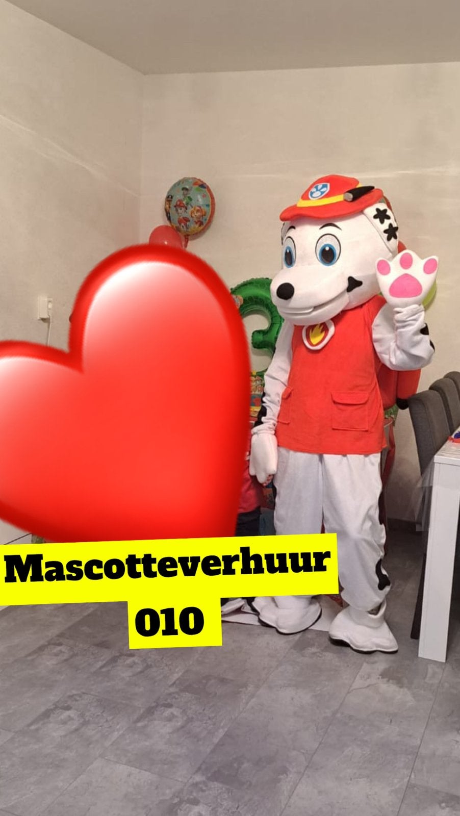Paw Patrol Marshall mascotte te huur, Ophalen, Zo goed als nieuw, Verjaardag