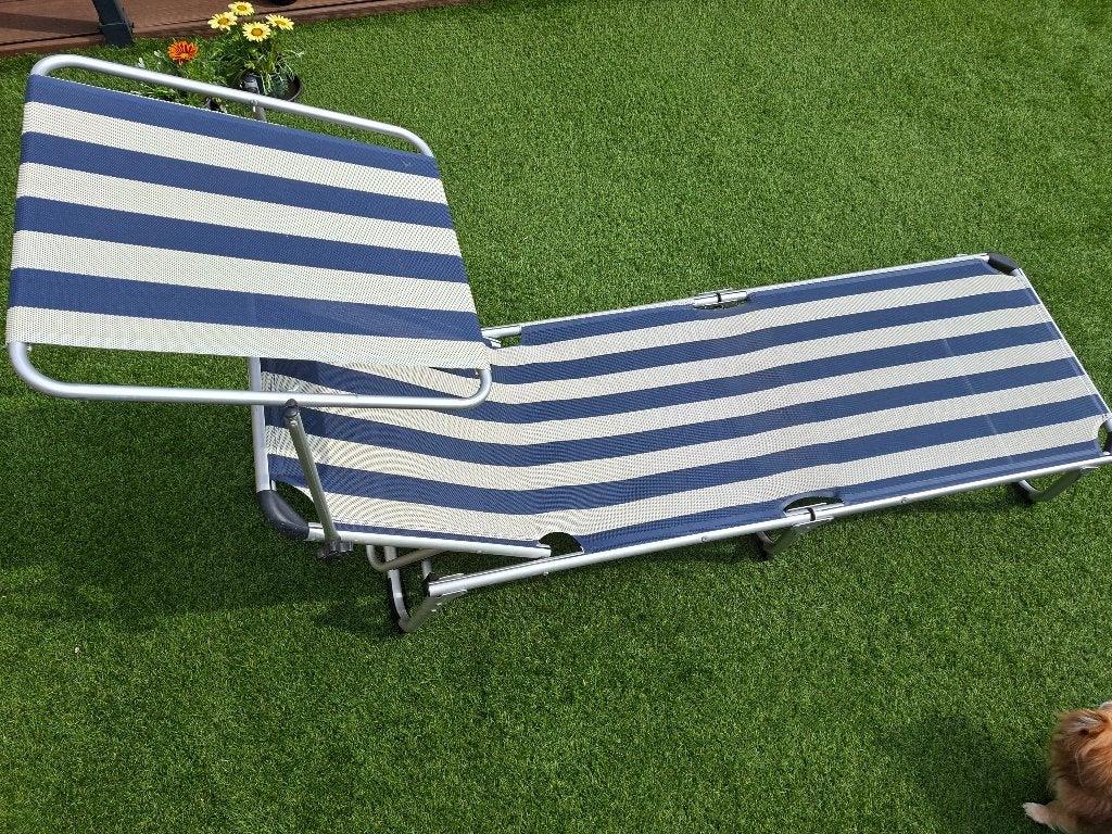 mooi stevige stretcher/ligbed, Tuin en Terras, Ophalen, Zo goed als nieuw, Aluminium, Verstelbaar
