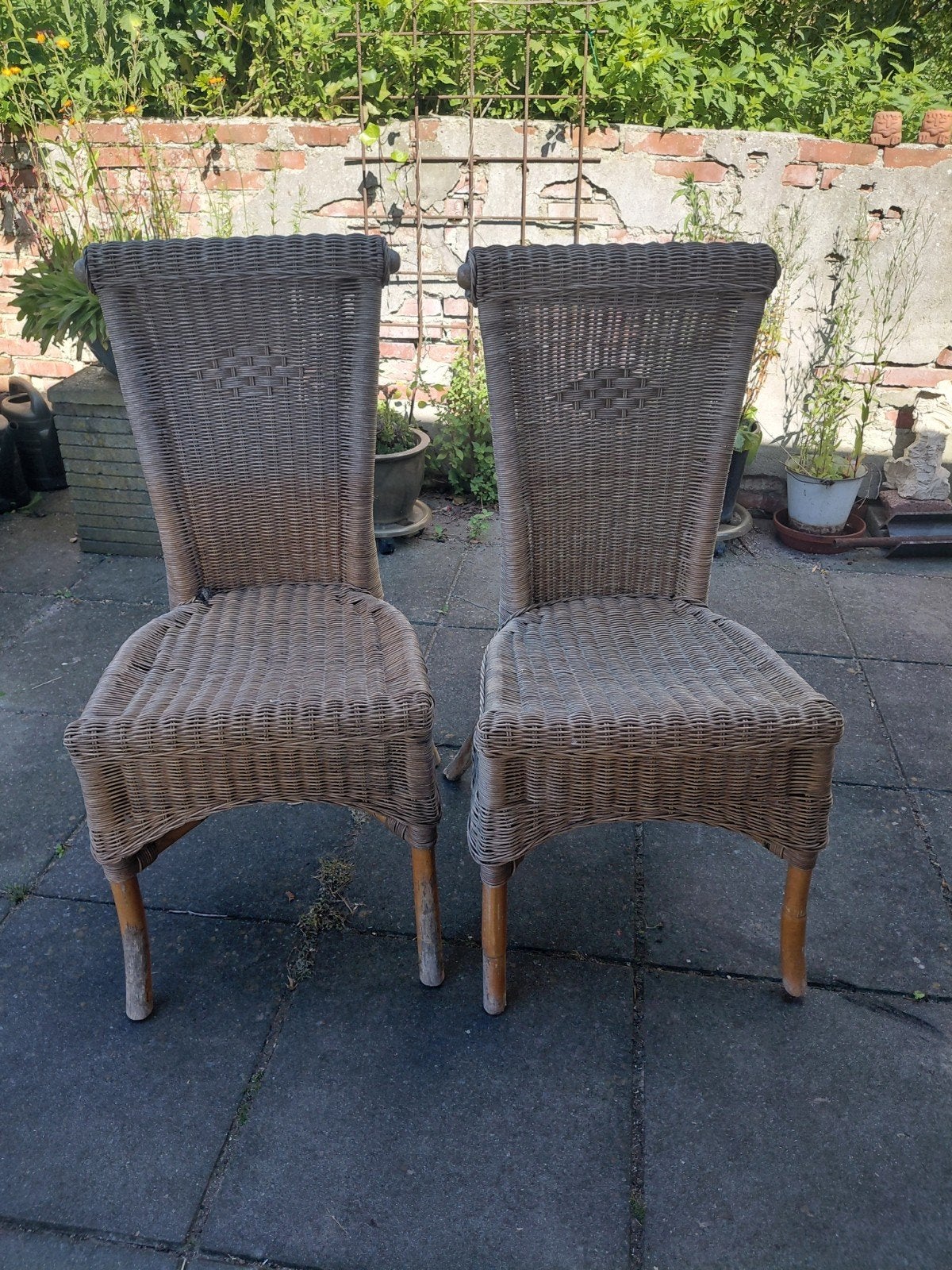 4 rieten stoelen, Huis en Inrichting, Ophalen, Gebruikt, Bruin, Vier