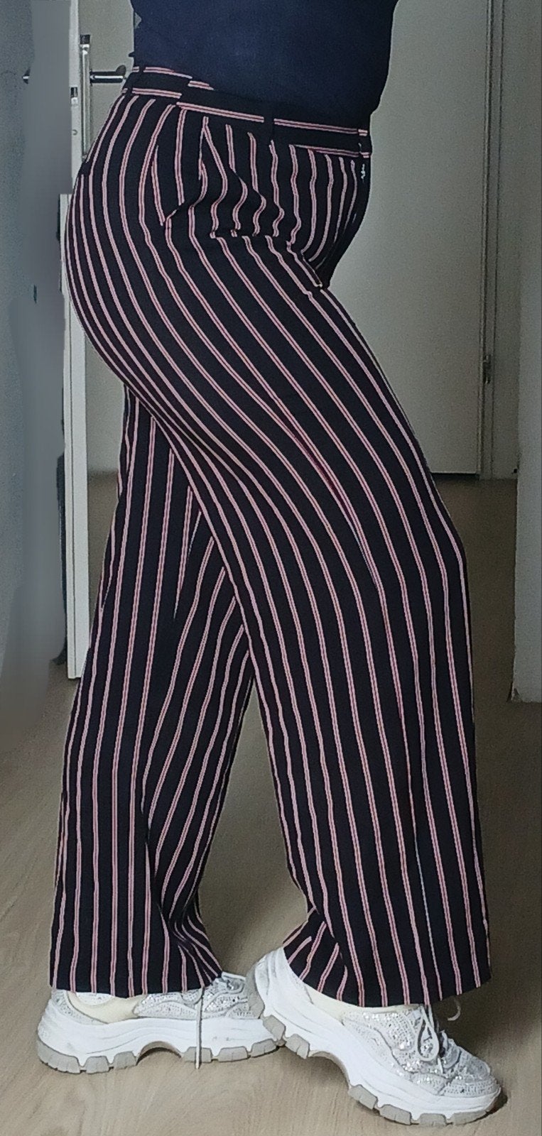 2nd one wide leg mid waist 30 stepen rood zwart nieuw wijde, Verzenden, Zwart, Nieuw, Maat 38/40 (M)
