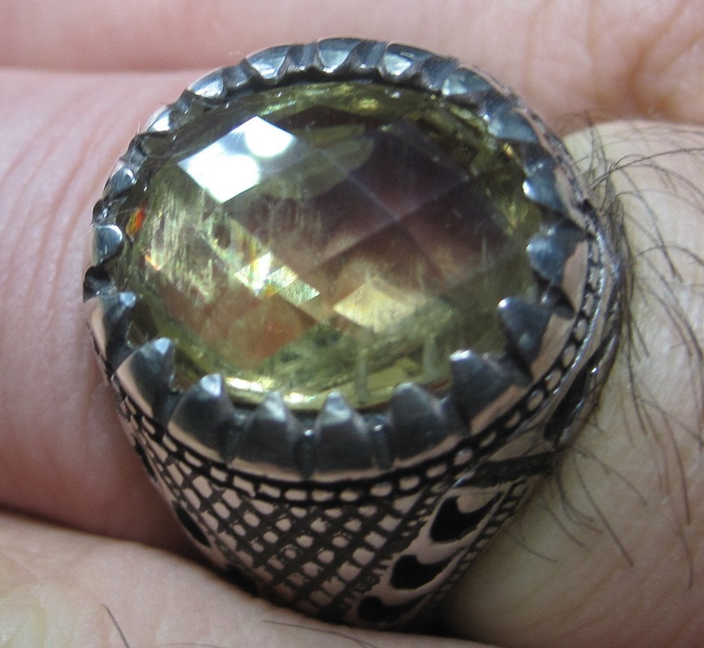 Diaspore 8krt %100 natuurlijk excellent design ring Art Deco, Ophalen, 19 tot 20, Geel, Zo goed als nieuw