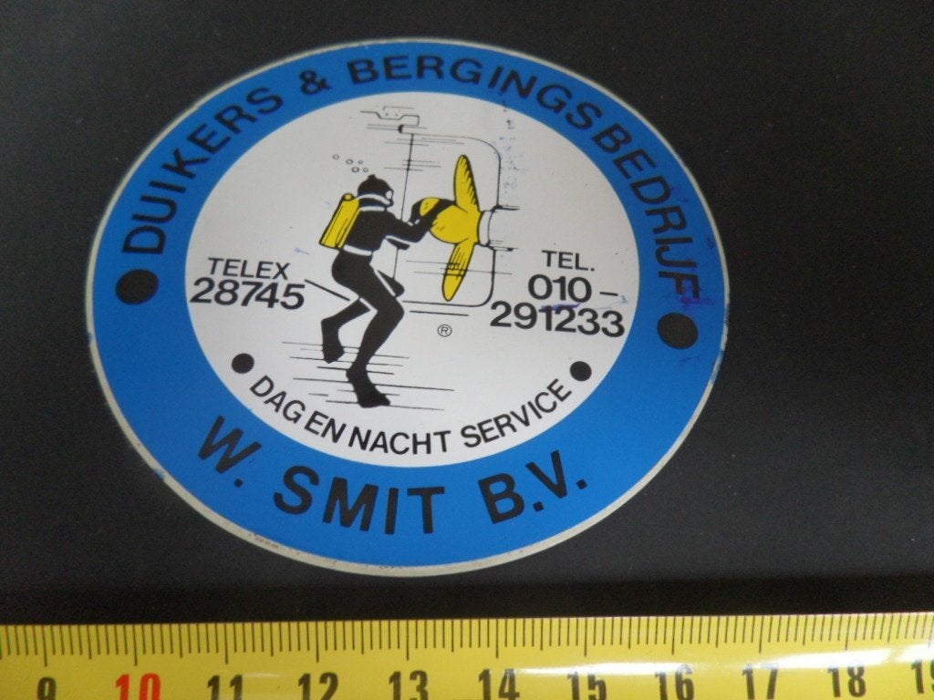 sticker Duikers & Bergingsbedrijf W. SMIT BV 010-291233, Ophalen, Zo goed als nieuw