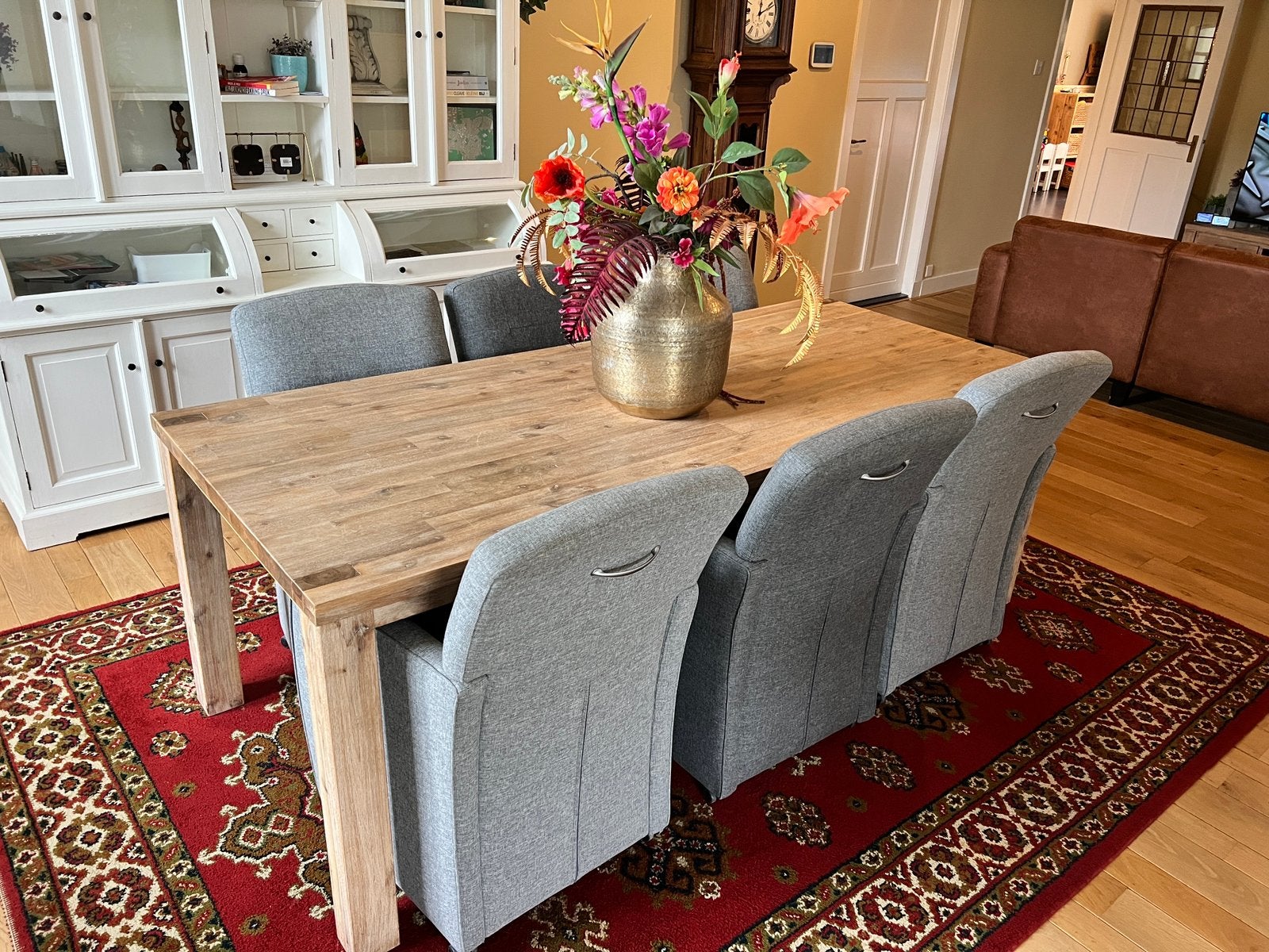 Eettafel 220 x 95 cm + 6 eetkamerstoelen, Huis en Inrichting, Complete eetkamers, Ophalen, Zo goed als nieuw, 4 tot 6 stoelen