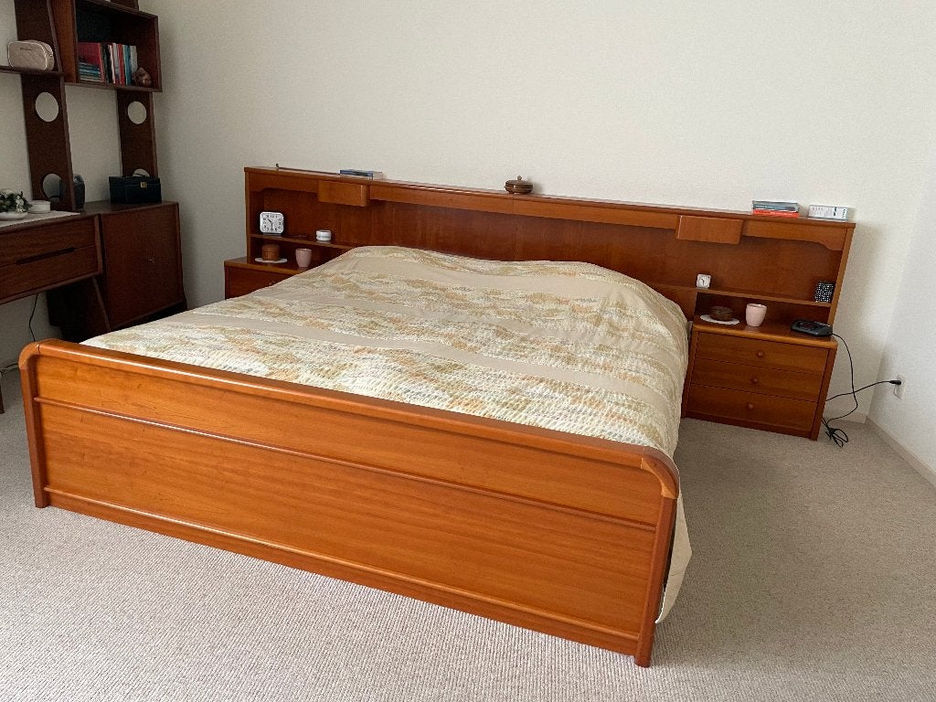 Twee persoons bedombouw - Hulsta, Huis en Inrichting, Ophalen, Gebruikt, Bruin, Tweepersoons