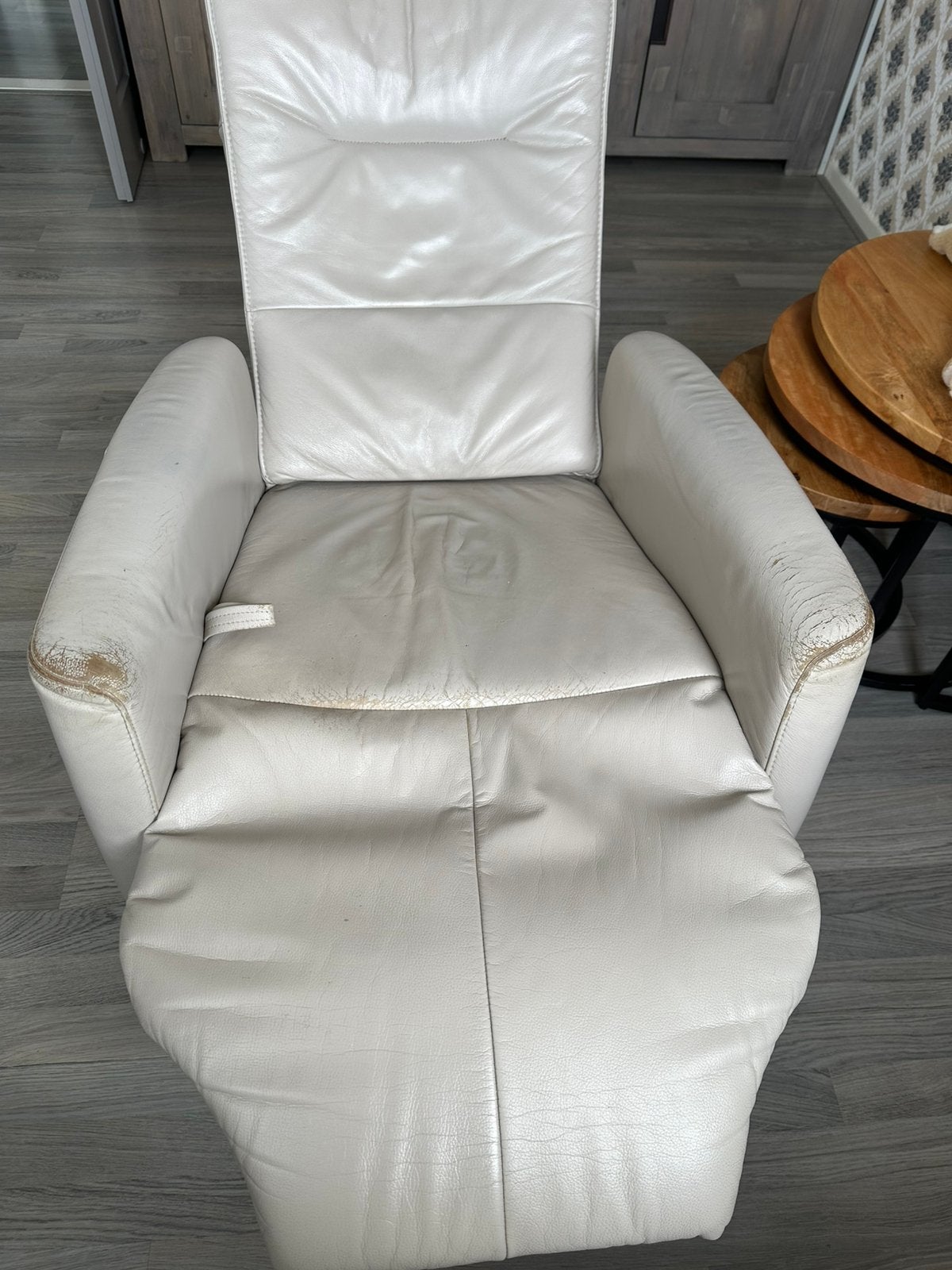 Gratis leren relax draai fauteuil., Ophalen, Gebruikt, Minder dan 75 cm, 50 tot 75 cm