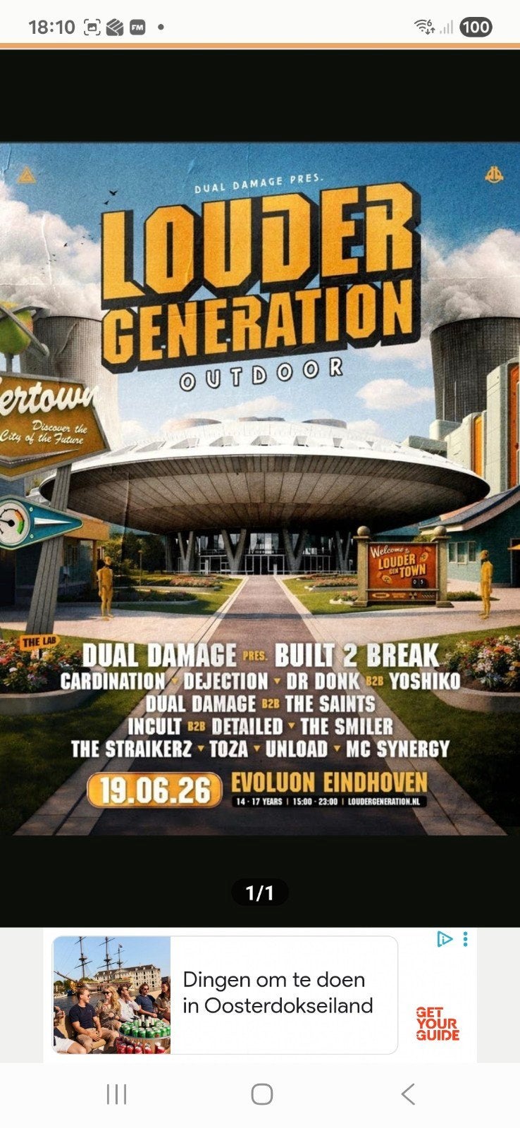 1 ticket Louder Generation, Eén persoon
