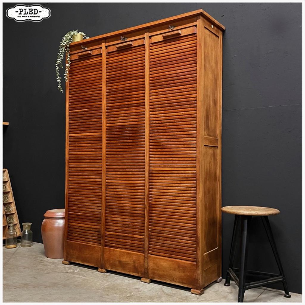 Oude driedeurs Roldeurkast Kast Archiefkast Boekenkast, Ophalen, Gebruikt, 100 tot 150 cm, Vintage Officestijl
