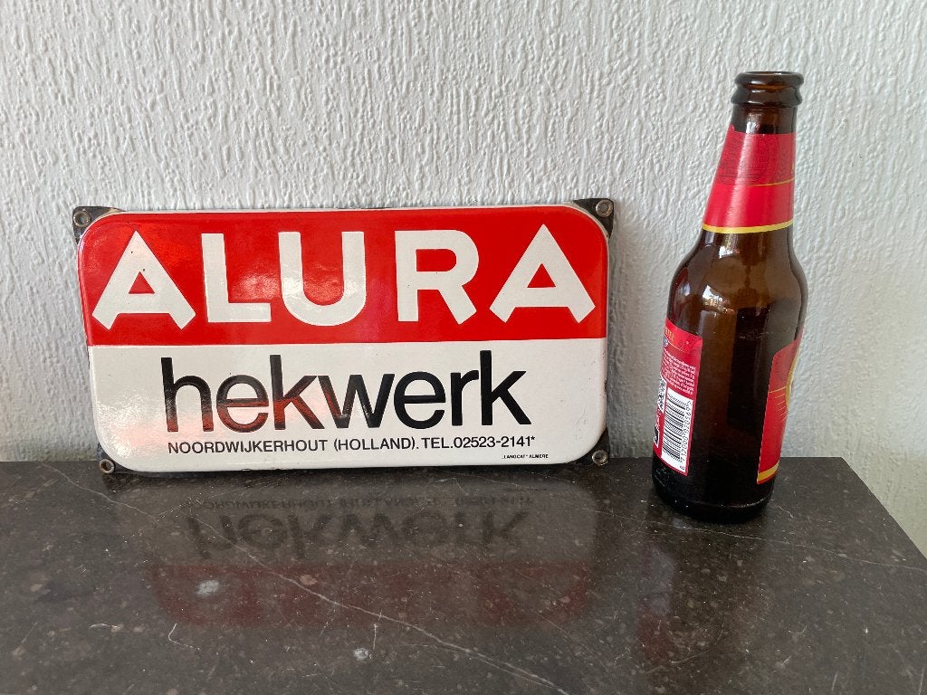 Reclamebord Alura Hekwerk Noordwijkerhout - Langcat Almere, Verzamelen, Ophalen of Verzenden, Gebruikt, Reclamebord