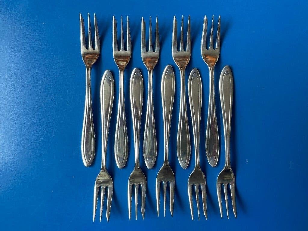 verzilverde Keltum Gebaksvorkjes, 10 stuks, Ophalen of Verzenden