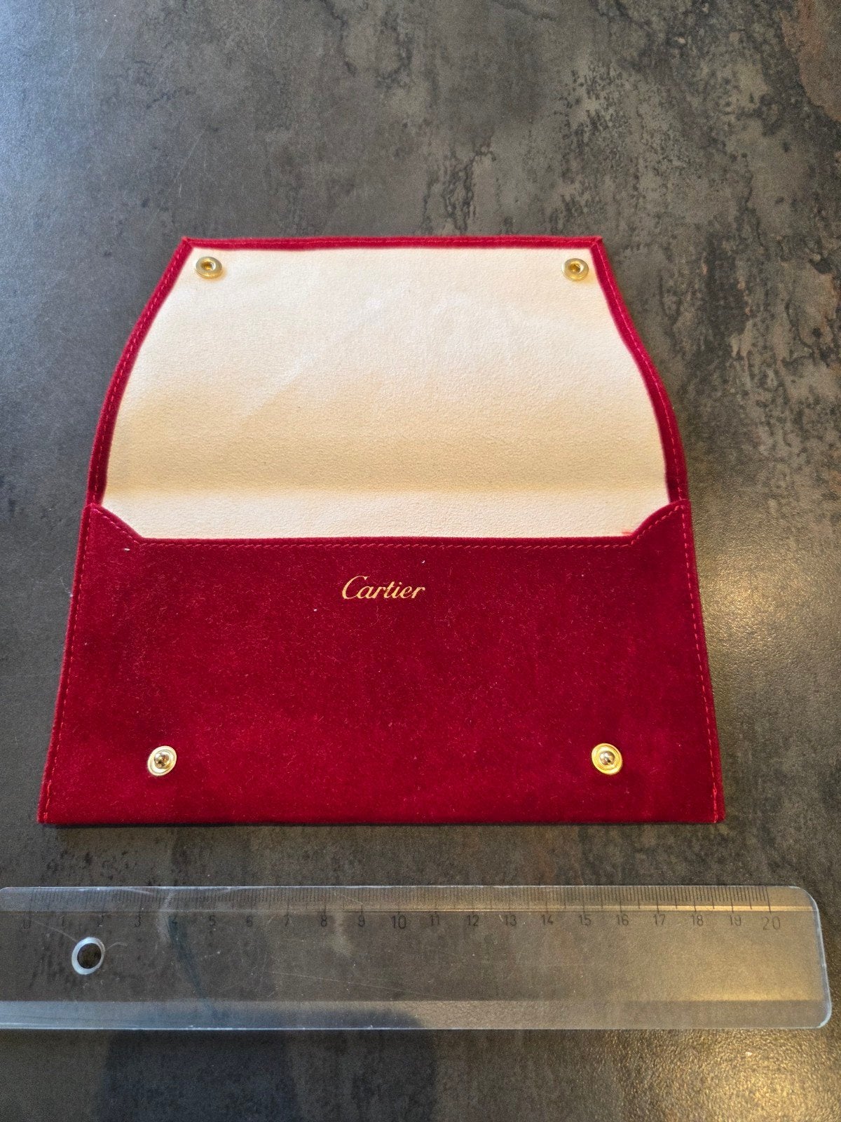 Cartier rode fluwelen etui voor sieraden of horloge, Ophalen of Verzenden, Zo goed als nieuw, Rood, Softcase