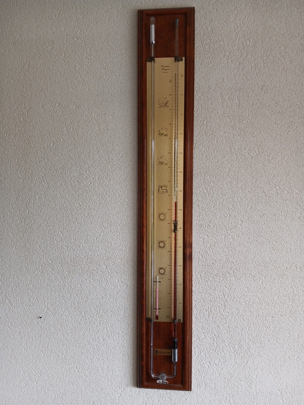 Antieke Barometer met Weersvoorspelling en Thermometer, Ophalen, Gebruikt, Barometer