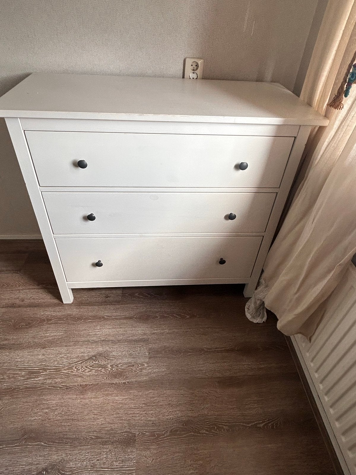Witte ladekast met 3 laden, Ophalen, Gebruikt, 100 tot 150 cm, 50 tot 100 cm