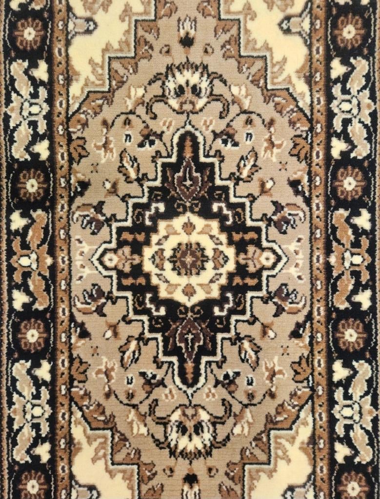 Vintage oosters Heriz vloerkleed medallion beige 74x135cm, 100 tot 150 cm, Zo goed als nieuw, Klassiek, Oriëntaals, Onbekend