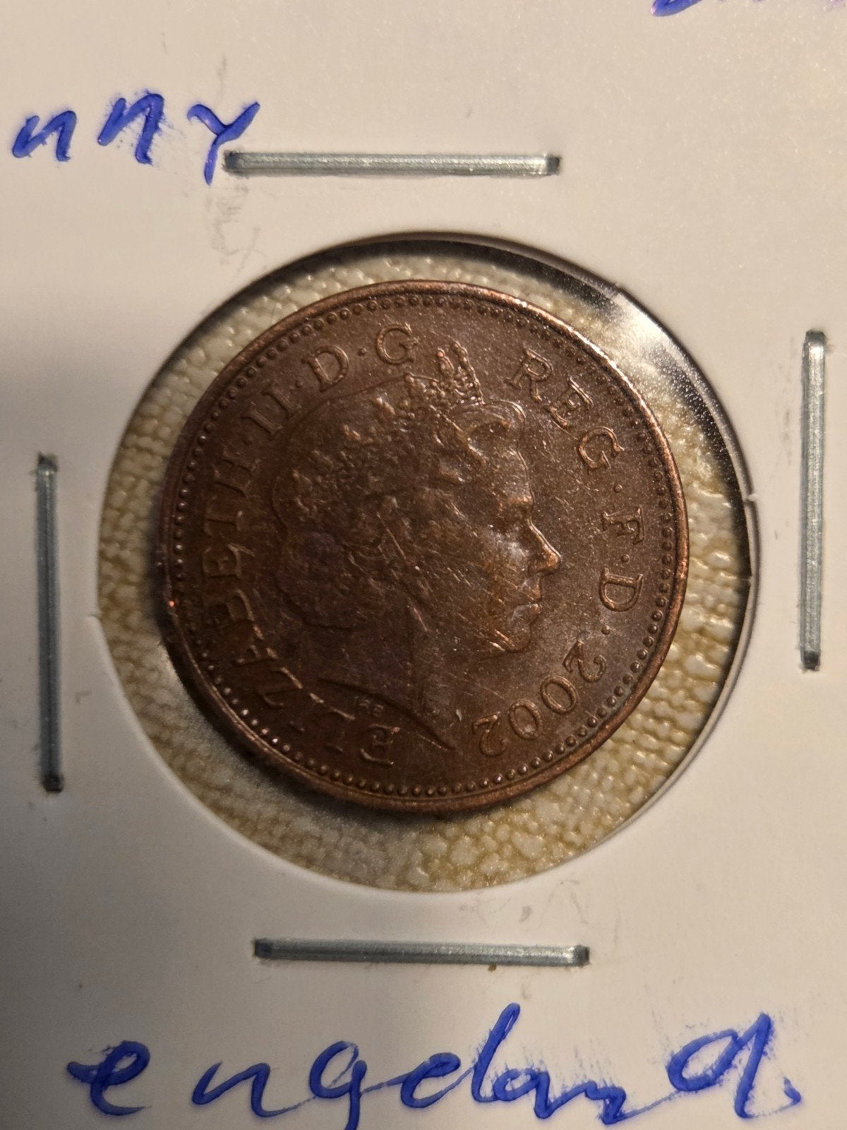 Britse 1 Penny munt 2002 - Koningin Elizabeth II, Ophalen of Verzenden, Overige landen, Losse munt