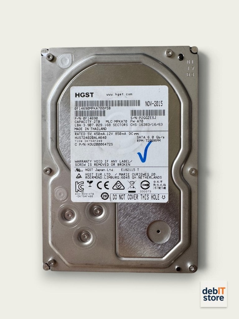 WD Ultrastar 2tb NAS - Server HDD (meerdere stuks), Gebruikt, Server, Info@debitstore.nl, Western Digital