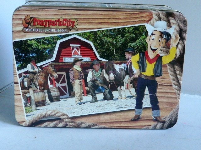 Lucky Luke # 2 blikken  Ponypark City - foto's, Ophalen of Verzenden, Overige figuren, Zo goed als nieuw, Gebruiksvoorwerp