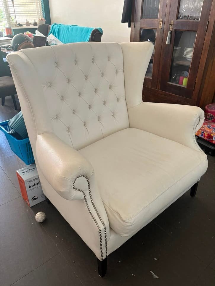 Comfortabele Love Seat Fauteuil - Crème, Ophalen, Overige materialen, Gebruikt, 75 tot 100 cm
