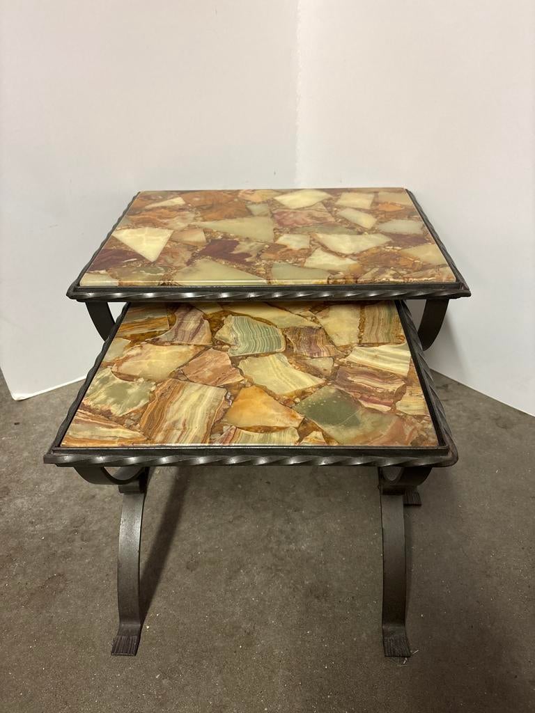 Set van 2 vintage bijzettafels, Ophalen, Minder dan 45 cm, Minder dan 55 cm, Gebruikt