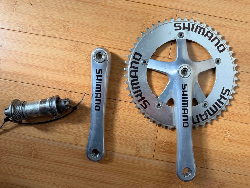 Shimano Olympic Zen baancrankstel fixie fixed gear baanfiets, Ophalen of Verzenden, Gebruikt, Crankstel of Pedalen, Aluminium