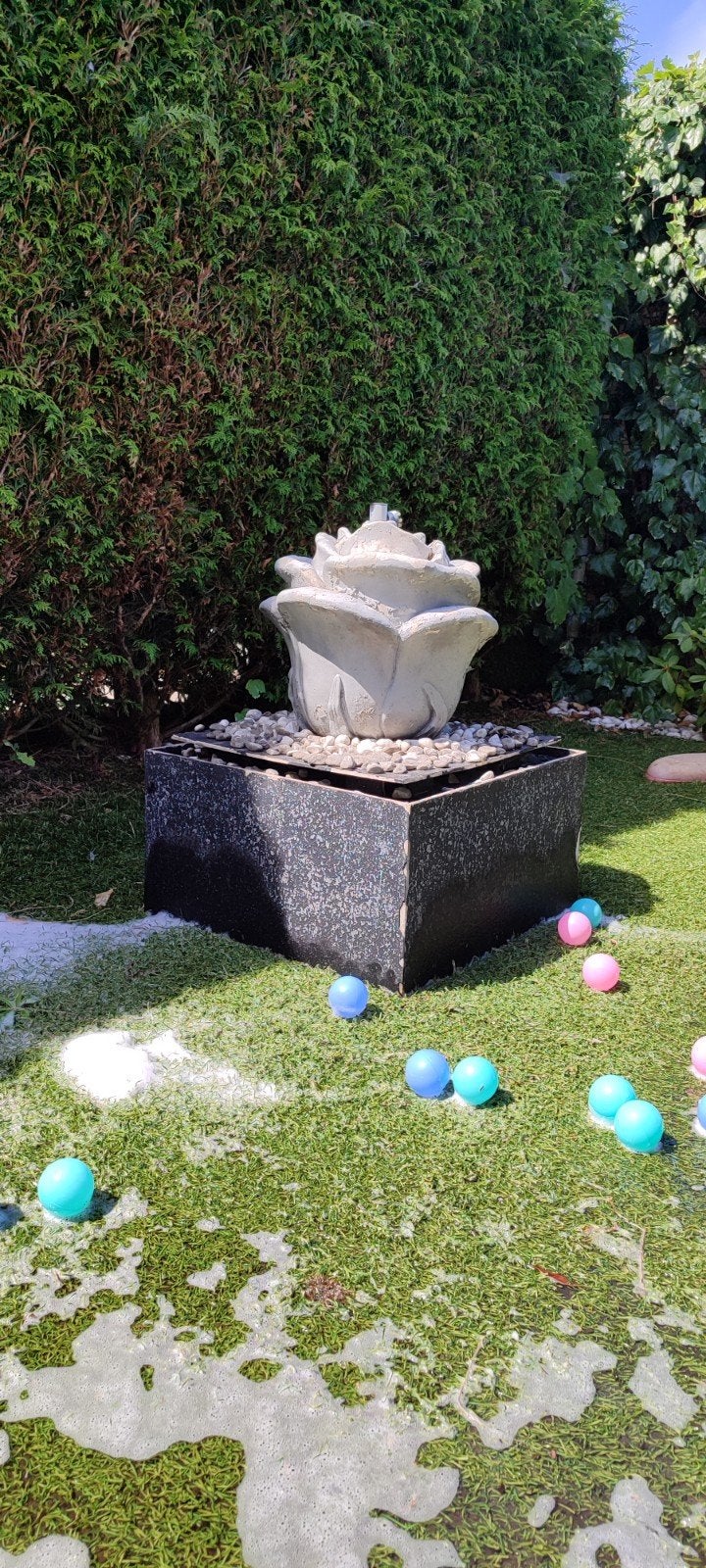 Tuinfontein roos design - Waterornament, Ophalen, Gebruikt, Graniet, Waterornament
