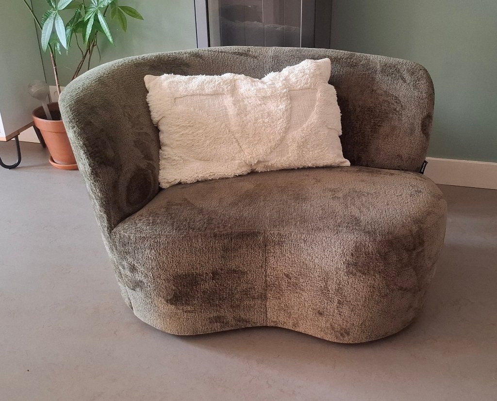 Woood bankje fauteuil stone groen, Ophalen, Zo goed als nieuw, 75 tot 100 cm, 50 tot 75 cm
