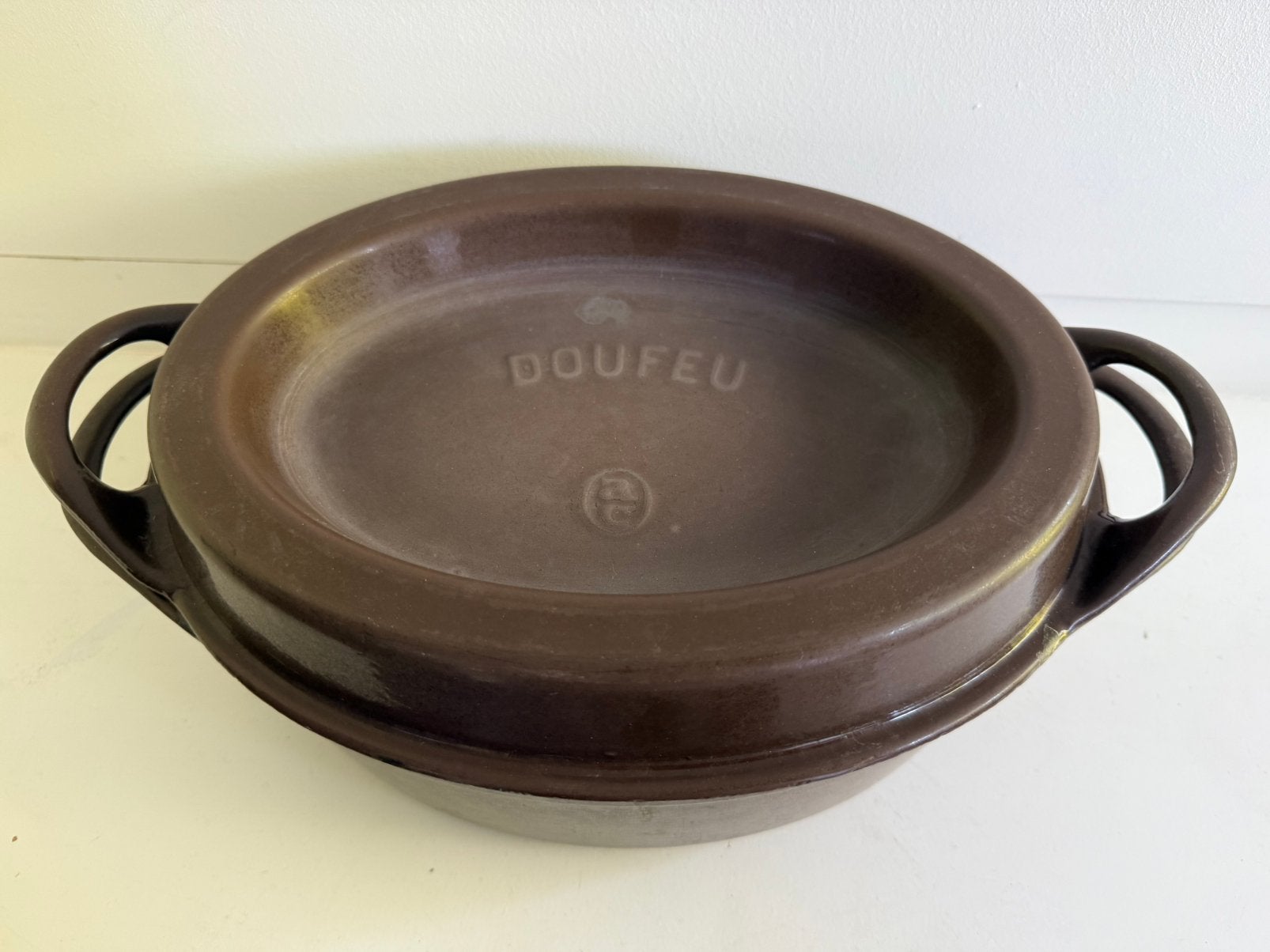 Cousances Le Creuset braadpan cocotte bruin gietijzer, Ophalen of Verzenden, Gebruikt, Gietijzer, Le Creuset