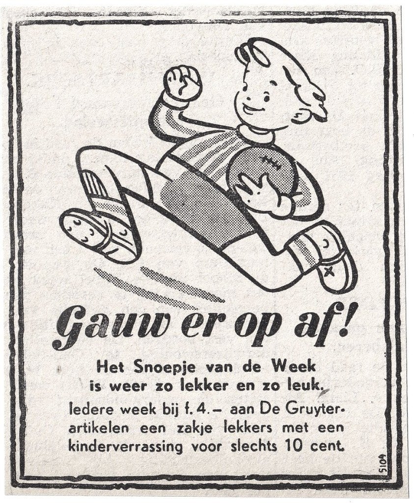 Reclame Adv. 1951 - De Gruyter Gruijter Snoepje van de week, Verzamelen, Ophalen of Verzenden, Gebruikt, Overige typen