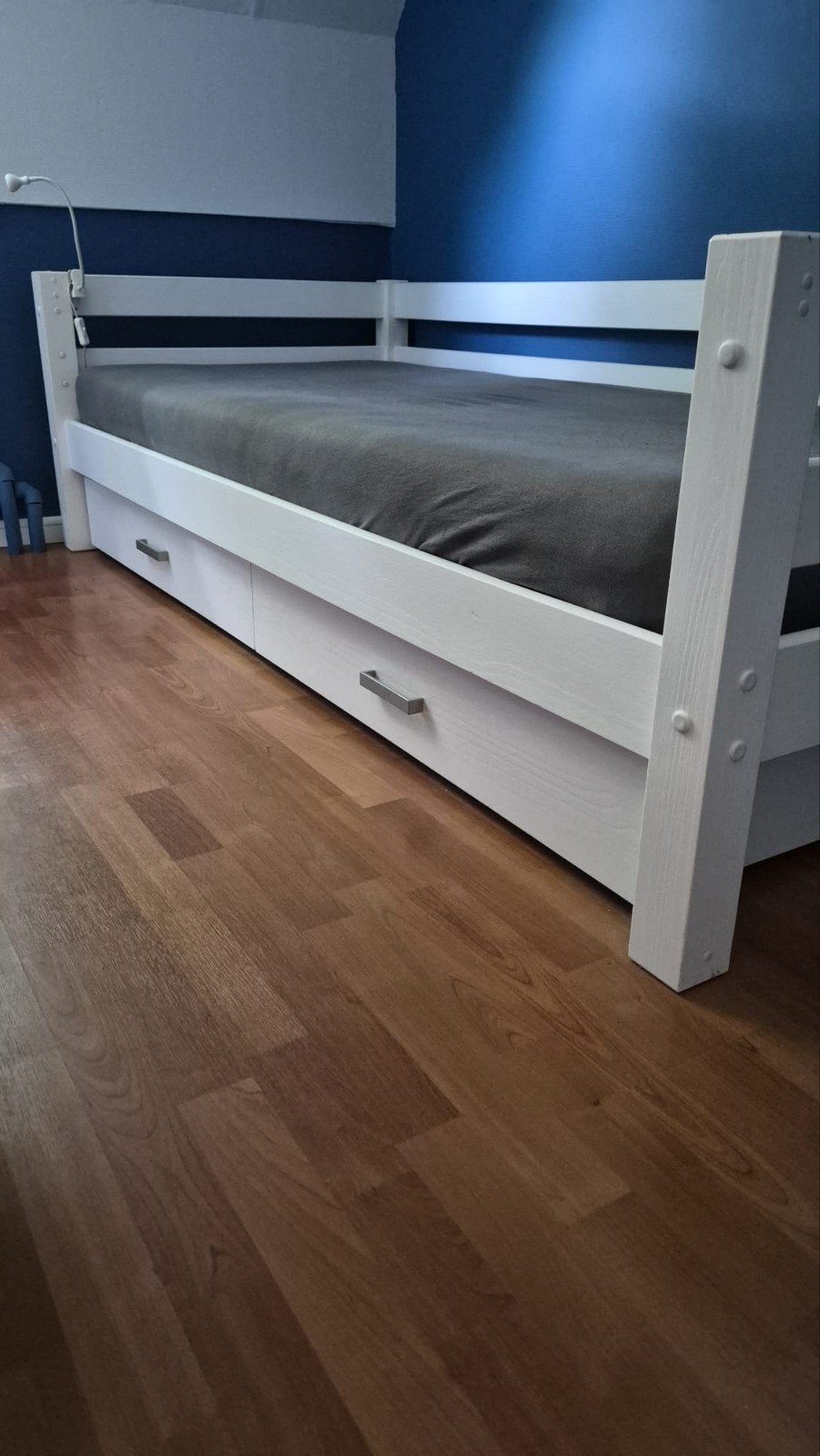 Éénpersoons ledikant 90x200 cm met 2 schuiflades, Ophalen, 90 cm, Eenpersoons, Wit