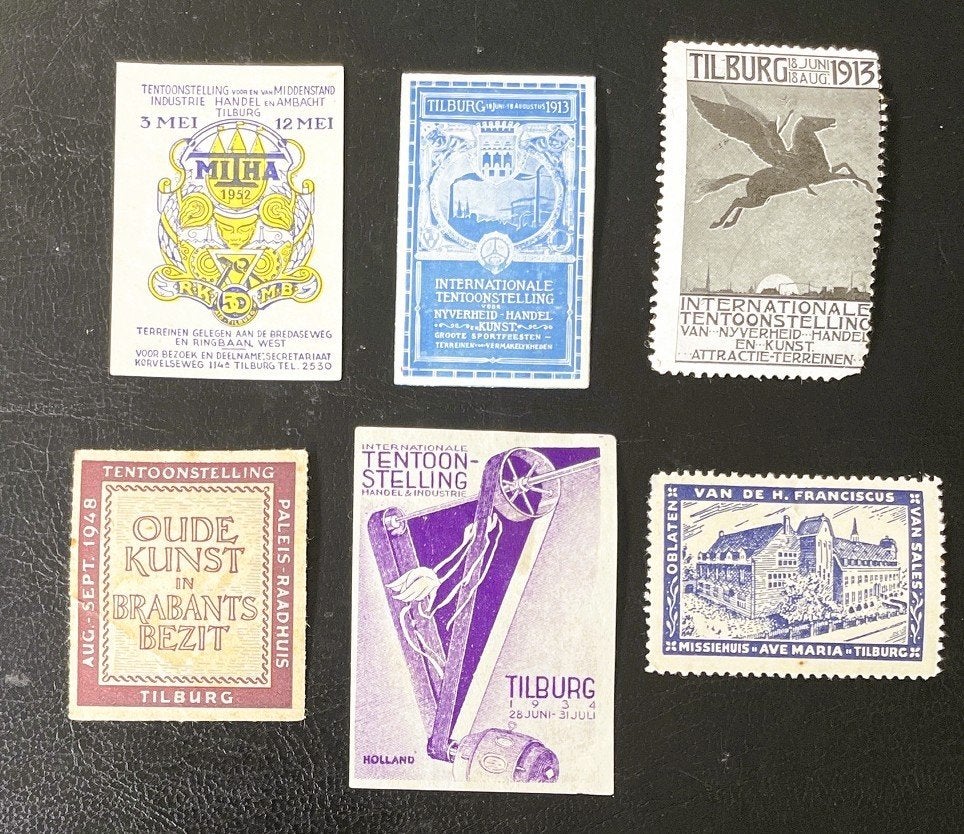 TILBURG - 6 oude sluitzegels - 1913-1952, Verzamelen, Merken en Reclamevoorwerpen, Verzenden, Gebruikt, Overige typen